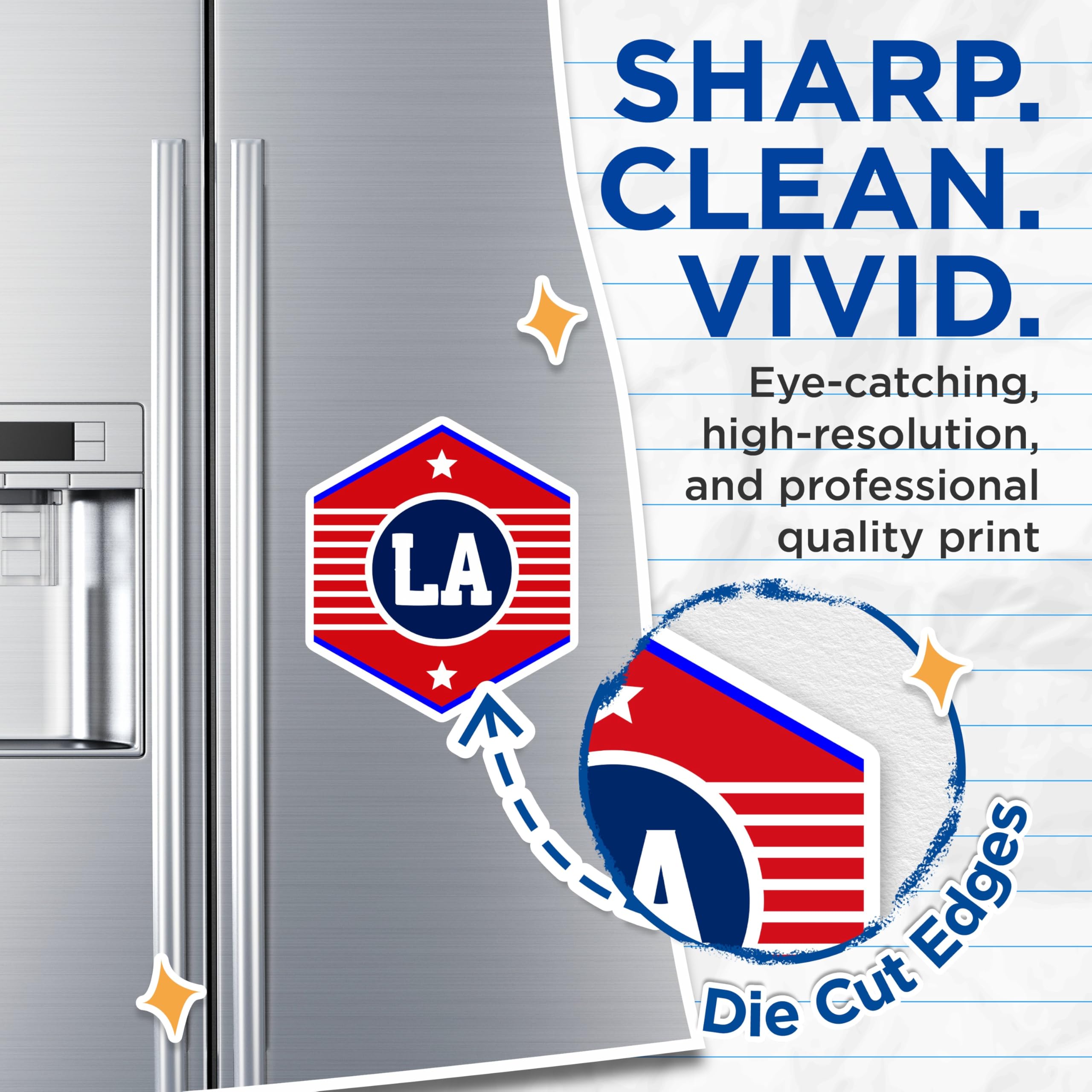 (2 Pack) LA Initial Magnets - Red White Blue Design - LA Letters Home Decor Magnets - 5" On Longest Side - Premium Magnet - for Cars, Refrigerators, Toolboxes, Lockers - Made in USA - MAG18734