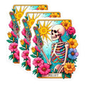 (3 Pack) Skeleton Decals - Colorful Anatomy - Floral Skull Laptop Decal - 3 Inches On Longest Side - Easy Peel & Apply - Made in USA - 3MCS8210