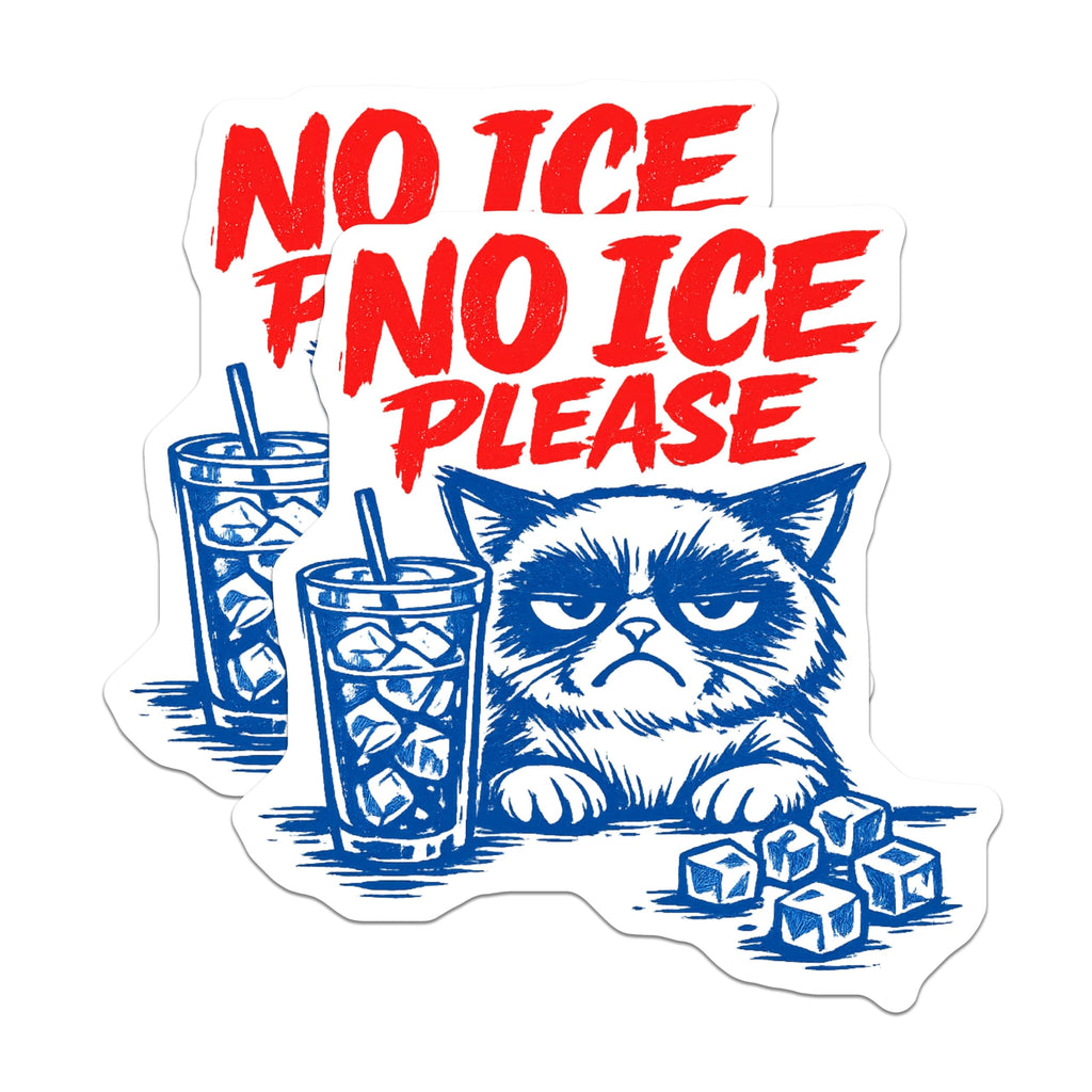 (2 Pack) Grumpy Cat No Ice Magnets - Funny Cat Meme Decor - Kitchen Refrigerator Locker Magnet - 5 Inches On Longest Side - Thick Durable Magnet - Made in USA - MAG23188