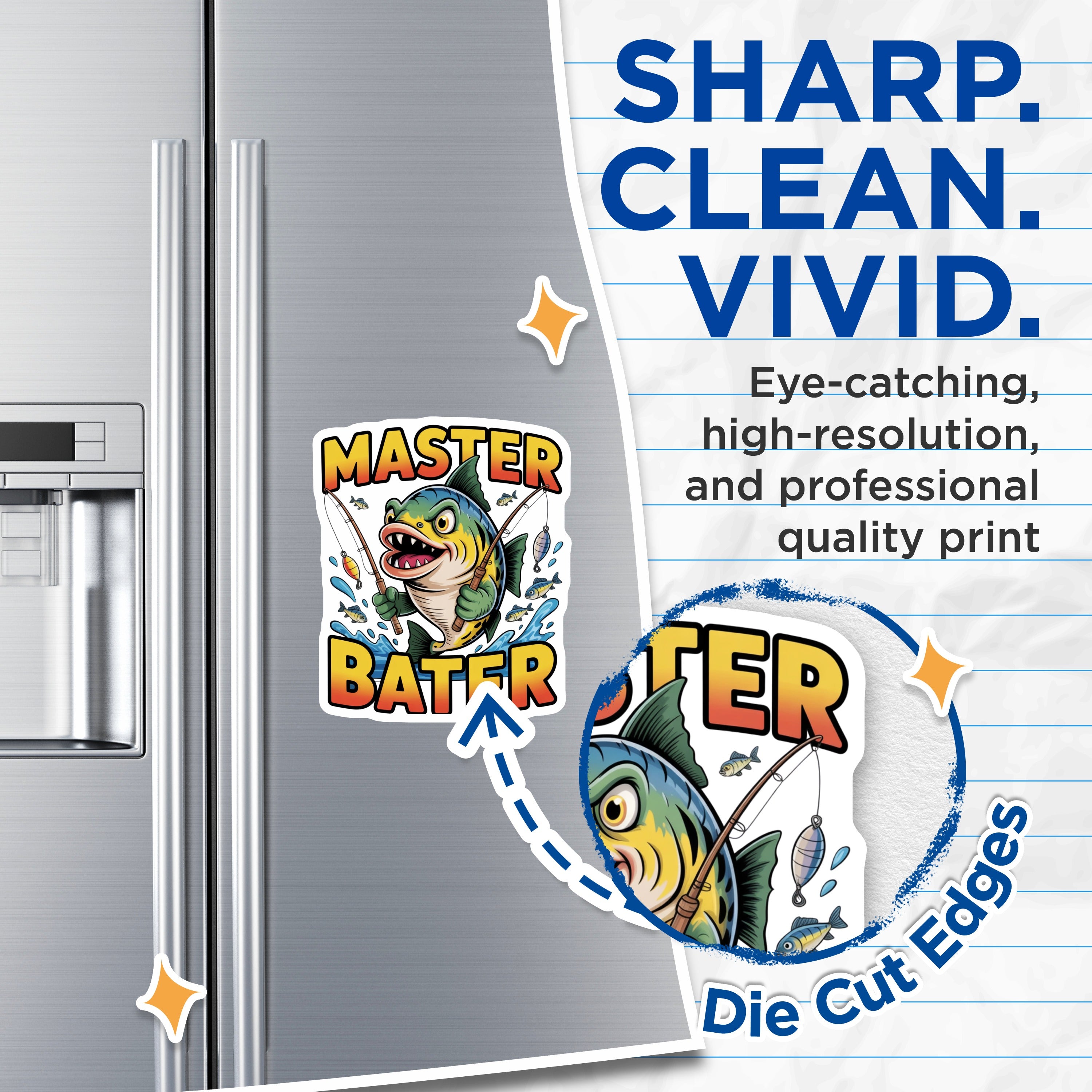 (2 Pack) Master Bater Fishing Magnets - Funny Fisherman Humor - Man Cave Fridge Decor - 5 Inches On Longest Side - Thick Durable Magnet - Made in USA - MAG38338