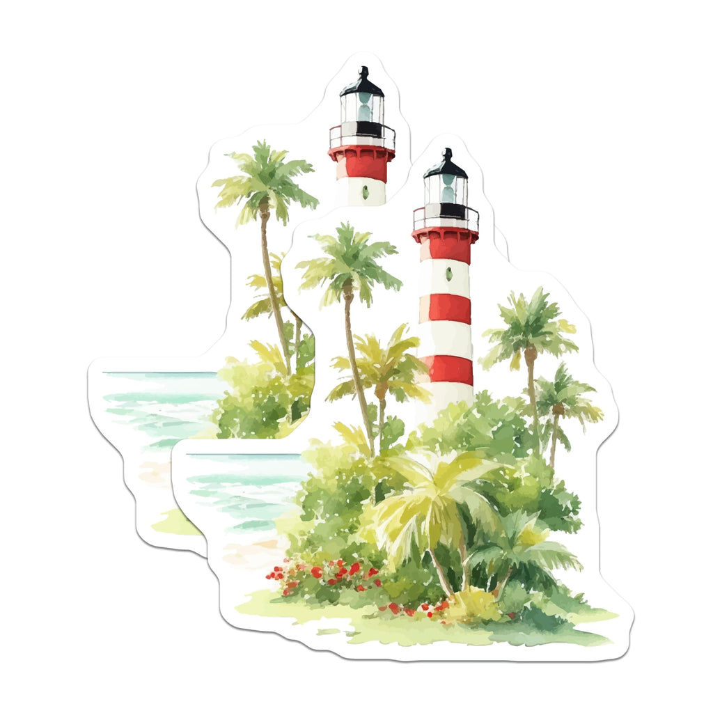 (2 Pack) Lighthouse Magnets - Tropical Beach Decor - Coastal Island Art - 5 Inches On Longest Side - Thick Durable Magnet - Made in USA - MAG19561