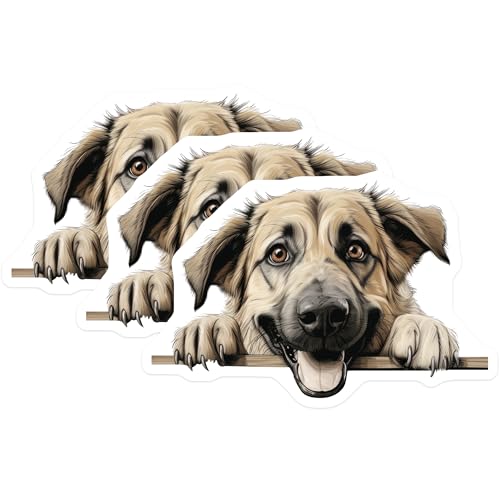 (3 Pack) Dog Breed Decals - Happy Dog - Laptop Decals - 3 Inches On Longest Side - Easy Peel & Apply - Made in USA - 3MCS8597