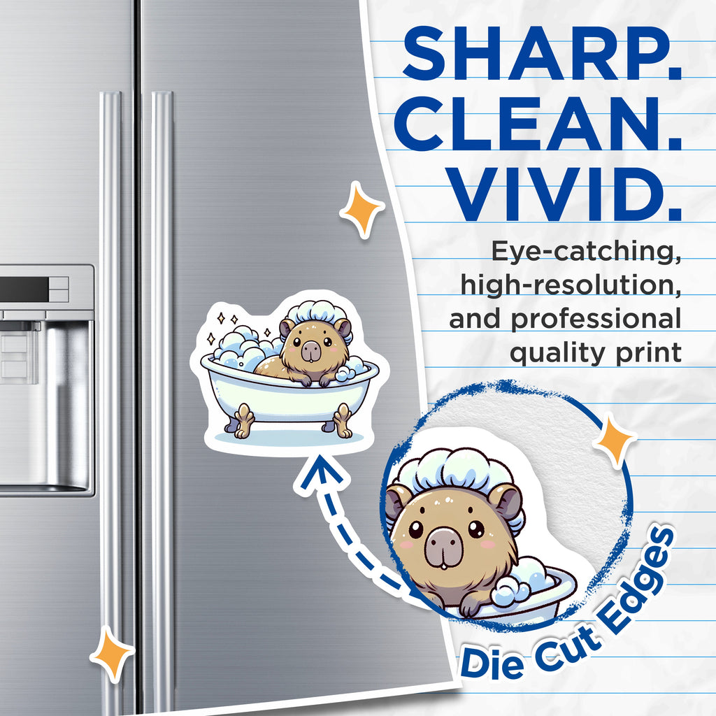 (2 Pack) Cute Capybara Bath Magnets - Kawaii Animal Fridge Decor - Cozy Whimsical Locker Magnet - 5 Inches On Longest Side - Thick Durable Magnet - Made in USA - MAG39152