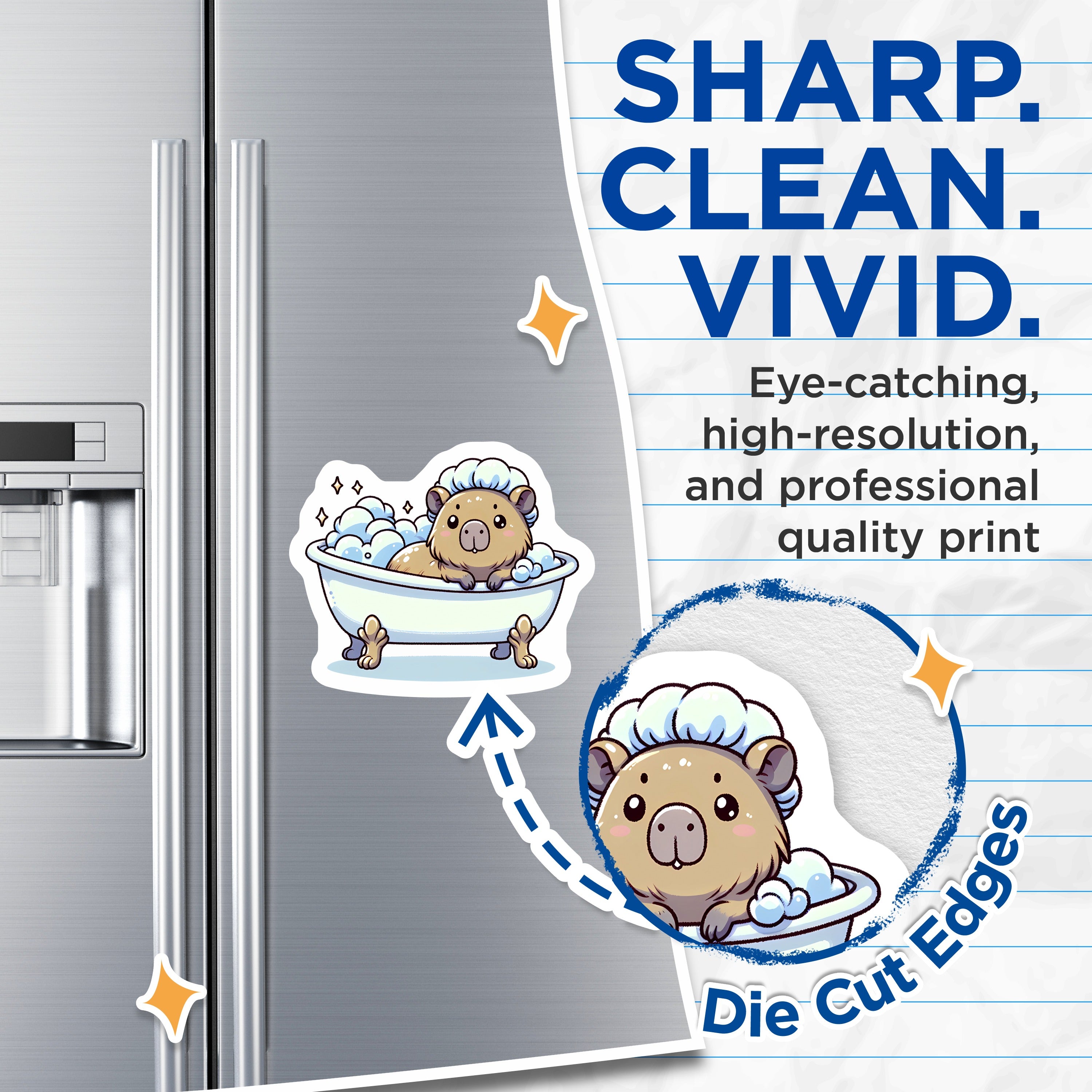 (2 Pack) Cute Capybara Bath Magnets - Kawaii Animal Fridge Decor - Cozy Whimsical Locker Magnet - 5 Inches On Longest Side - Thick Durable Magnet - Made in USA - MAG39152