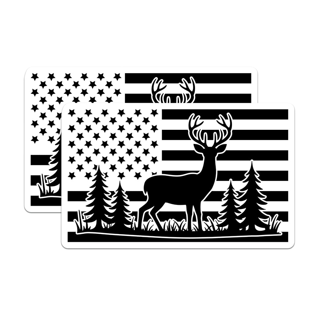 (2 Pack) American Flag Deer Magnets - Hunter Wildlife Cabin Decor - Patriotic Outdoorsman - 5 Inches On Longest Side - Thick Durable Magnet - Made in USA - MAG36137