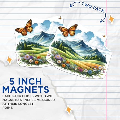 (2 Packs) Mountains and Beautiful Scenery Magnets - Forest Hiking Nature Beautiful Magnets - 5 Inches On Longest Side - Premium Magnet - for Fridges, Toolboxes, Cars - Made in USA - MAG2291