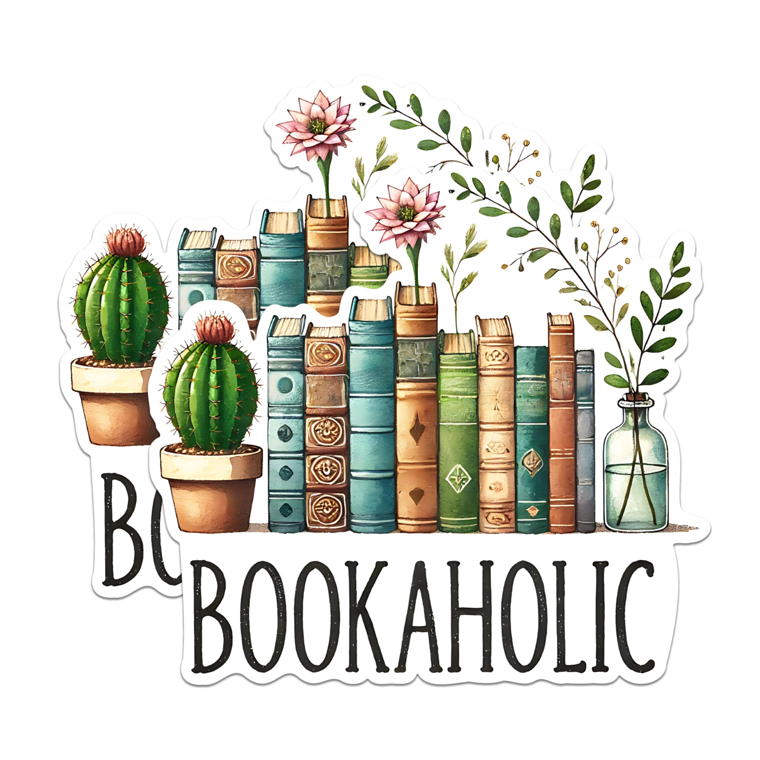 (2 Pack) Bookaholic Magnets - Book Lover Magnets - Cute Plant Book Decoration Magnets- 5" On Longest Side - for Fridges, Toolboxes, Cars - Made in USA - MAG2759