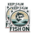 (2 Pack) Keep Calm and Fish On Stickers - Fishing Enthusiast Stickers - Outdoor Adventure Stickers - 5" On Longest Side - Sticks to Any Smooth Flat Surface - Made in USA - BMCS2634