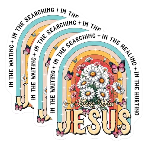 (3 Pack) Jesus Rainbow Decals - Butterfly Flowers Religious Decal - Christian Faith Bible Verse Decals - 3 Inches On Longest Side - Easy Peel & Apply - Made in USA - 3MCS2517