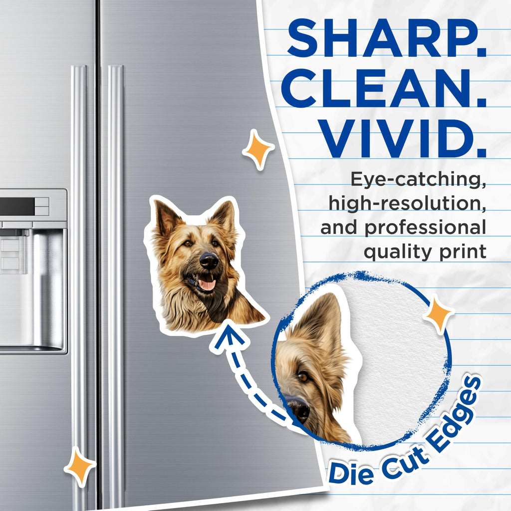 (2 Pack) German Shepherd Magnets - Realistic Dog Portrait - Dog Lover Fridge Decor - Pet Owner Kitchen Accent - 5 Inches On Longest Side - Thick Durable Magnet - Made in USA - MAG28870