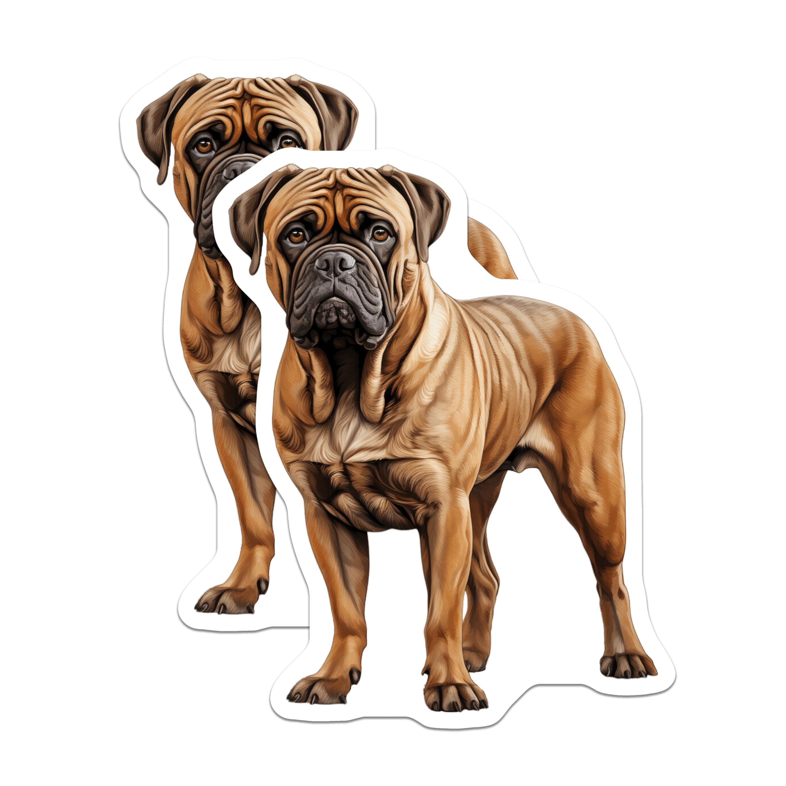 (2 Pack) Bullmastiff Dog Magnets - Dog Breed Lover Decor - Pet Owner Fridge Art - Canine Enthusiast Item - 5 Inches On Longest Side - Thick Durable Magnet - Made in USA - MAG28166