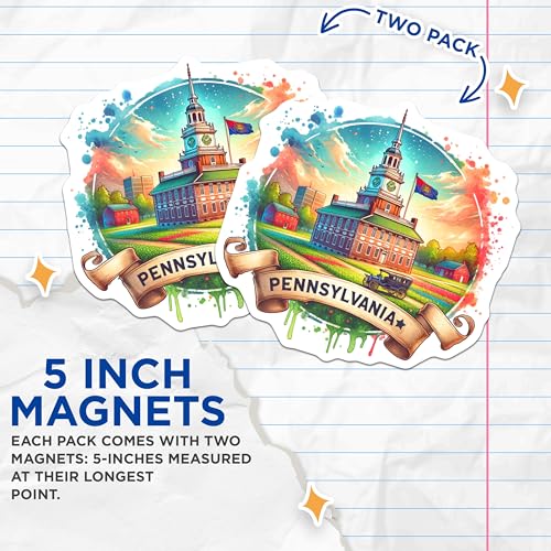 (2 Pack) Pennsylvania Landmarks Magnets - Historical Icons - USA DÃƒÂ©cor Collectibles - 5" On Longest Side - for Cars, Fridges, Toolboxes - Made in USA - MAG6773