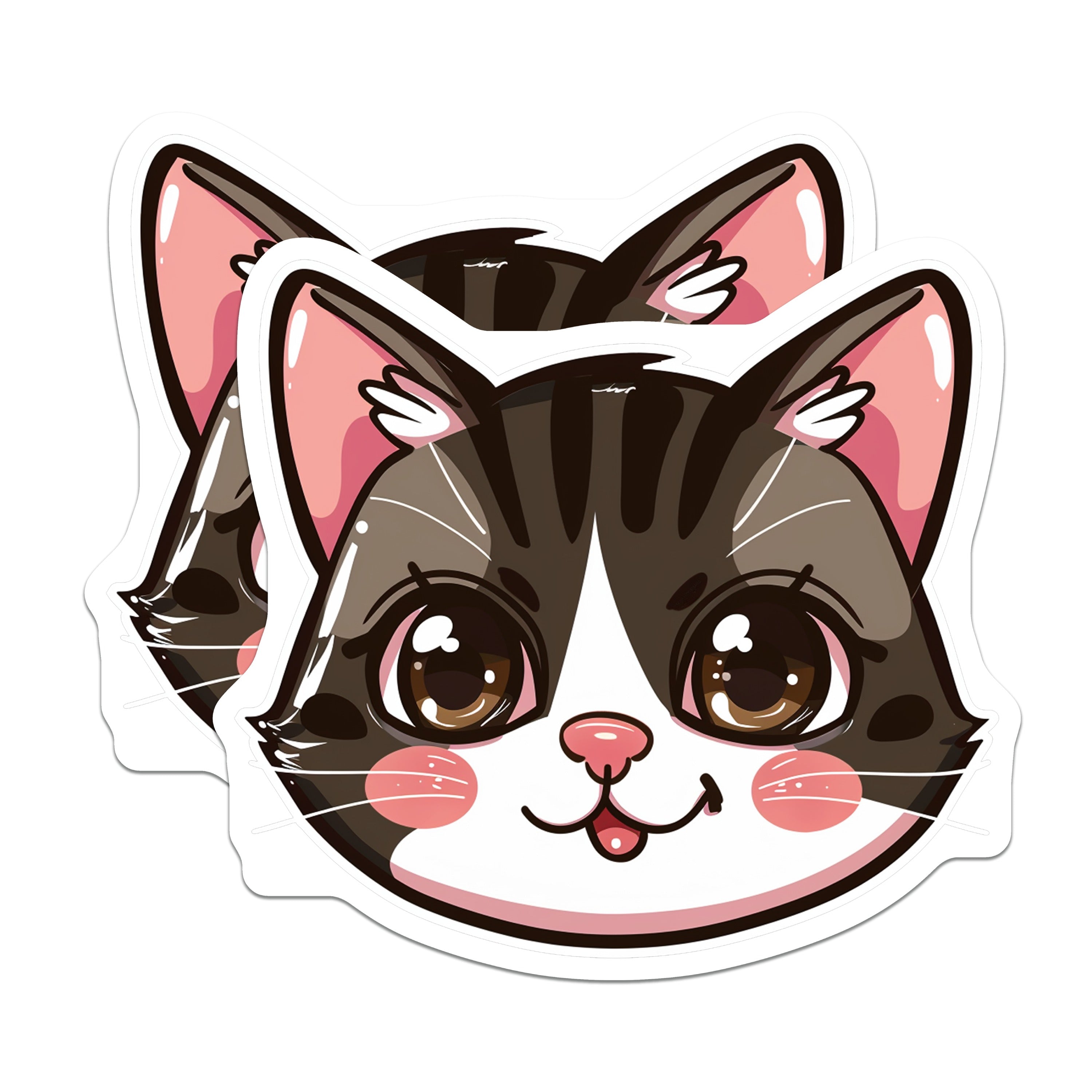 (2 Pack) Kawaii Cat Magnets - Cute Kitten Decor - Refrigerator Accents for Cat Lovers - 5 Inches On Longest Side - Thick Durable Magnet - Made in USA - MAG39900
