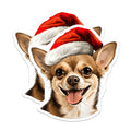(2 Pack) Chihuahua Christmas Magnets - Santa Hat Dog Decor - Festive Pet Refrigerator Art - 5 Inches On Longest Side - Thick Durable Magnet - Made in USA - MAG28943