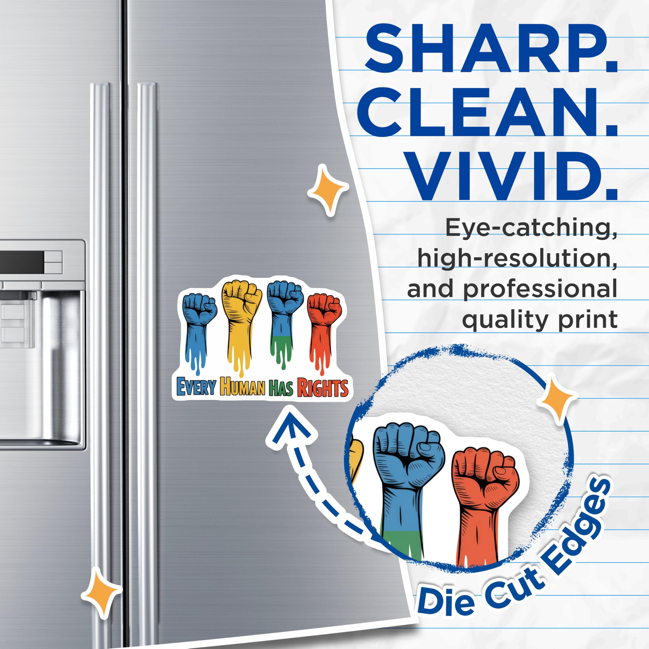 (2 Pack) Human Rights Magnets - Equality Fist - Justice Activism Magnet - 5" On Longest Side - Premium Magnet - for Cars, Refrigerators, Toolboxes, Lockers - Made in USA - MAG14905