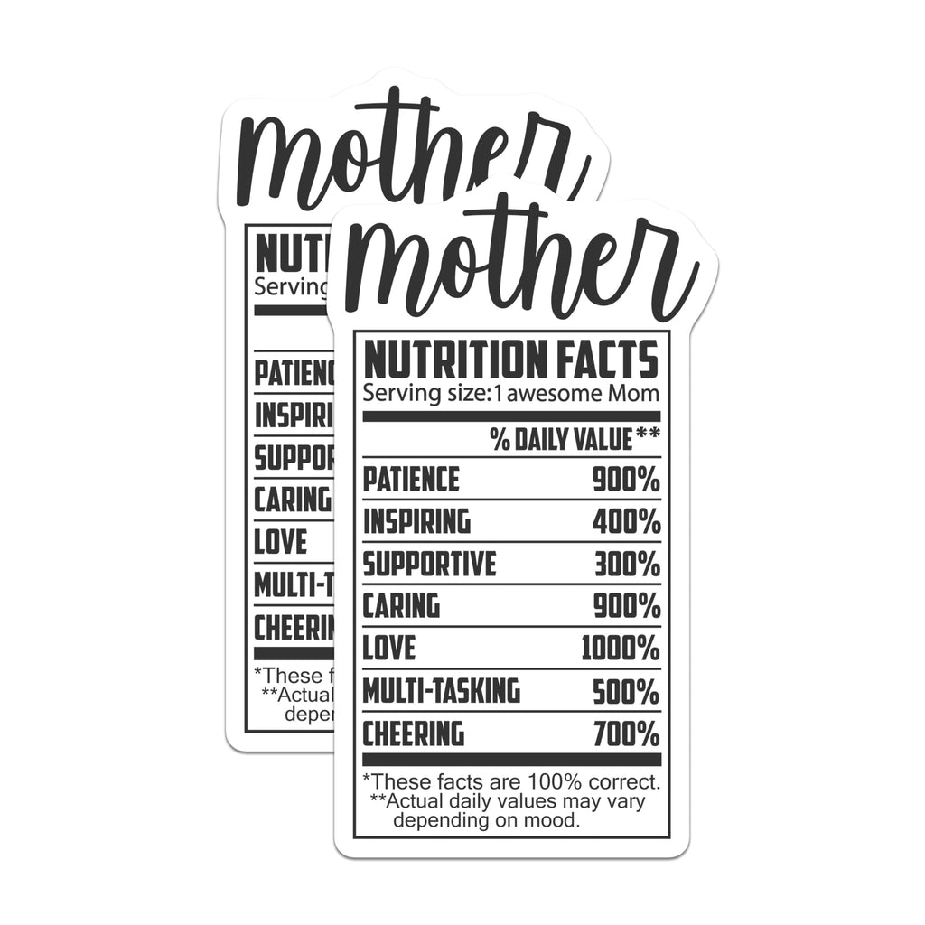 (2 Pack) Mother Nutrition Facts Magnets - Awesome Mom - Fridge Decor - 5" On Longest Side - Premium Magnet - for Cars, Refrigerators, Toolboxes, Lockers - Made in USA - MAG14457