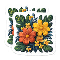(2 Pack) Tropical Flower Magnets - Botanical Kitchen Decor - Vibrant Summer Fridge Locker Accents - 5 Inches On Longest Side - Thick Durable Magnet - Made in USA - MAG28279