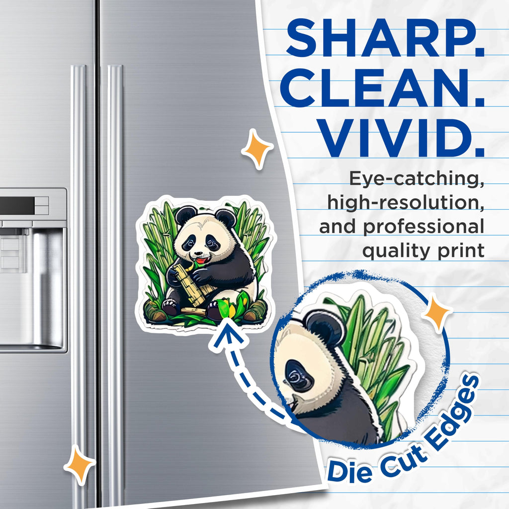(2 Pack) Happy Panda Magnets - Cute Bamboo Eating Animal Art - Refrigerator Decor - Wildlife Nature Lover Display - 5 Inches On Longest Side - Thick Durable Magnet - Made in USA - MAG22832