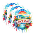 (3 Pack) Arkansas State Decals - Colorful Landmark Stickers - Laptop Arkansas Decals- 3 Inches On Longest Side - Easy Peel & Apply - Made in USA - 3MCS5687