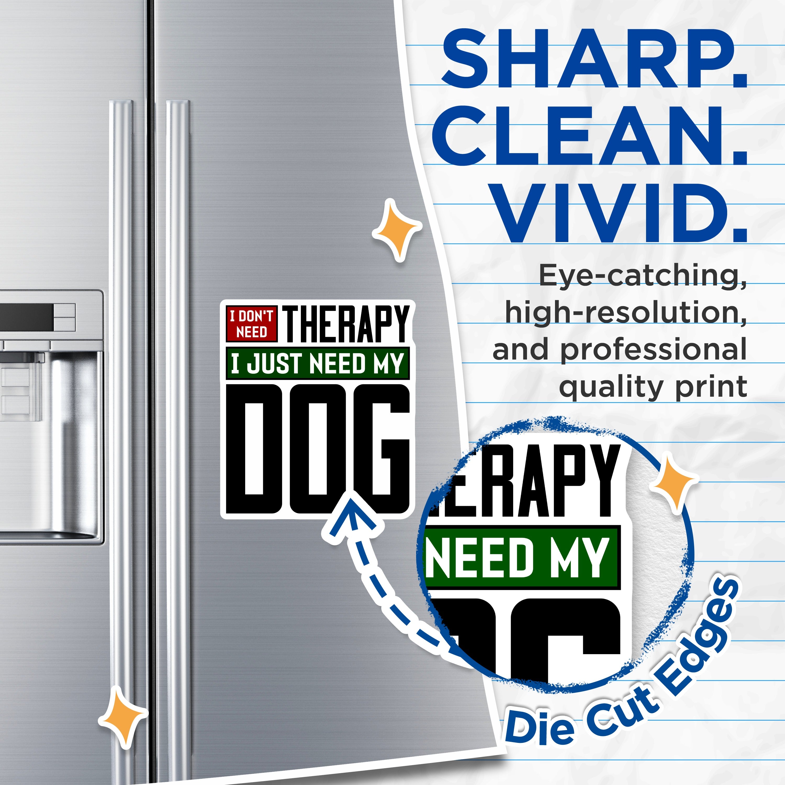 (2 Pack) Dog Lover Magnets - Funny Pet Owner Quote - Therapy Dog Refrigerator Decor - 5 Inches On Longest Side - Thick Durable Magnet - Made in USA - MAG38218