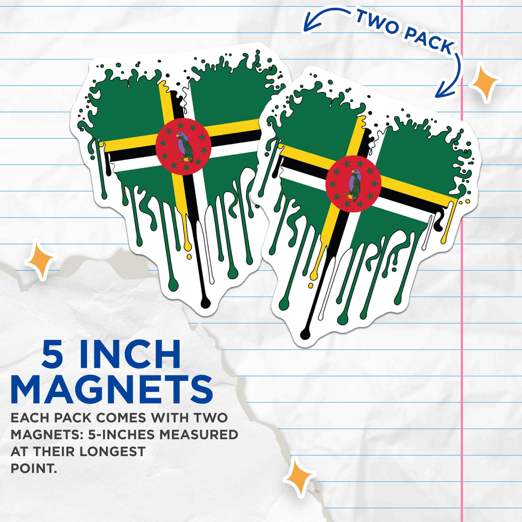 (2 Pack) Dominica Flag Magnets - Souvenir Item - Dominica National Pride - 5" On Longest Side - Premium Magnet - for Cars, Refrigerators, Toolboxes, Lockers - Made in USA - MAG17242