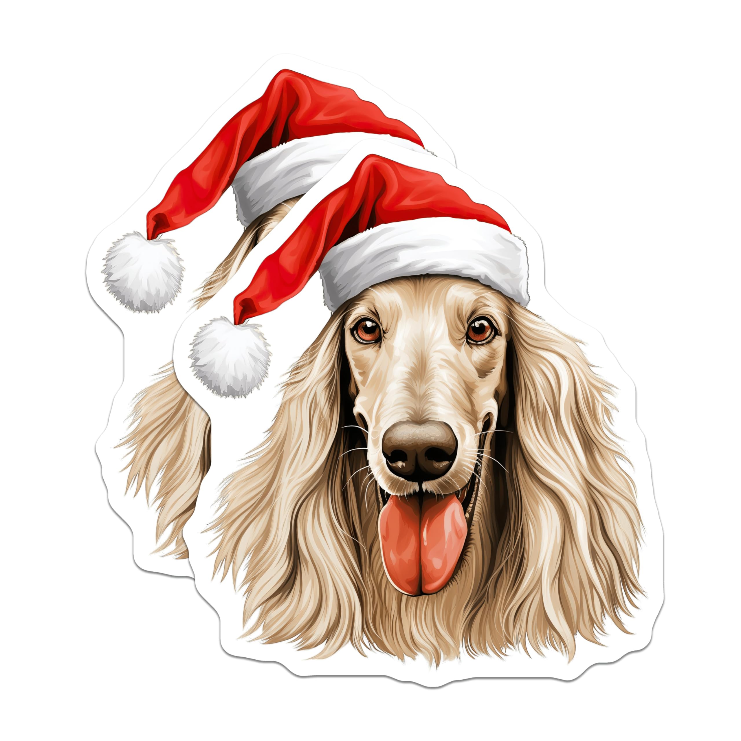 (2 Pack) Christmas Dog Magnets - Santa Hat Pet Decor - Dog Lover Holiday Magnets - 5 Inches On Longest Side - Thick Durable Magnet - Made in USA - MAG28533