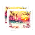 (2 Pack) Tropical Sunset Beach Magnets - Coastal Ocean Decor - Palm Tree Sailboat Art - 5 Inches On Longest Side - Thick Durable Magnet - Made in USA - MAG27136
