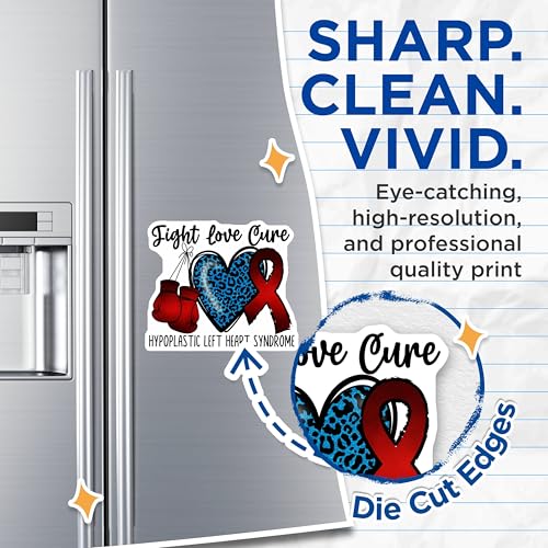 (2 Pack) Fight Love Cure Magnets - Hypoplastic Left Heart Syndrome Awareness - Heart Ribbon Boxing Gloves - 5" On Longest Side - for Cars, Fridges, Toolboxes - Made in USA - MAG4283