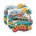 (2 Pack) Always Salty Stickers - Retro Surf Van - Tropical Adventure Beach Vibes - 5" On Longest Side - Sticks to Smooth Flat Surfaces - Made in USA - BMCS9412