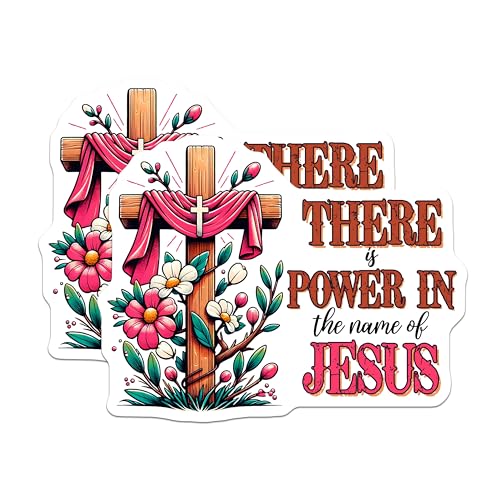 (2 Pack) There is Power in The Name of Jesus Magnets - Inspirational Religious - Christian Faith - 5" On Longest Side - for Cars, Refrigerators, Lockers - Made in USA BMCS3125