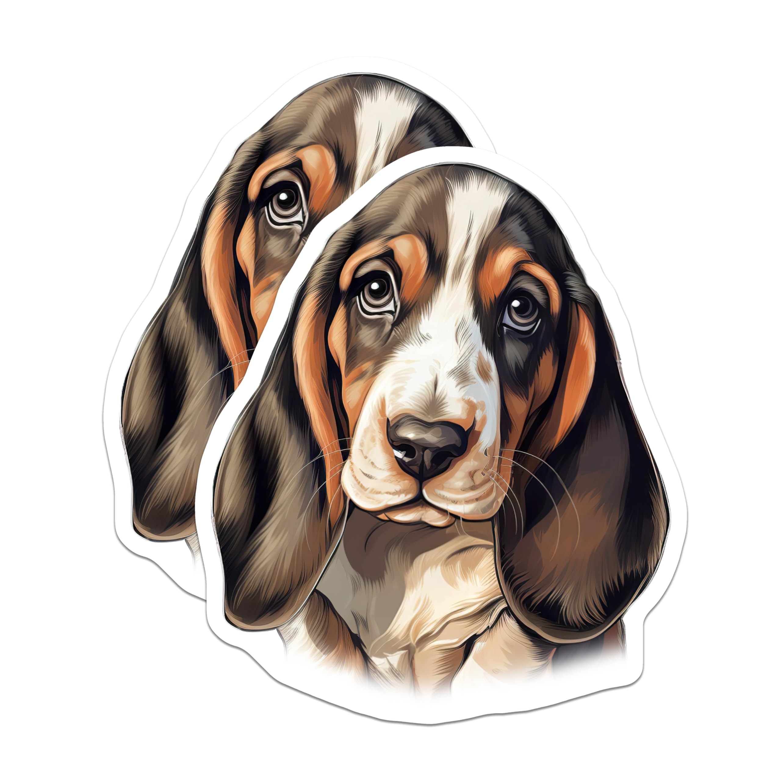 (2 Pack) Basset Hound Magnets - Dog Lover Decor - Floppy Ear Hound Dog Magnets - Pet Owner Refrigerator Art - 5 Inches On Longest Side - Thick Durable Magnet - Made in USA - MAG25483