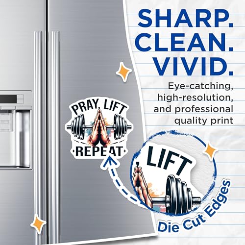 (2 Pack) Fitness Decor Magnet - Inspirational Gym Decor - 5" On Longest Side - Sticks to Smooth Flat Surfaces - Made in USA - MAG9649