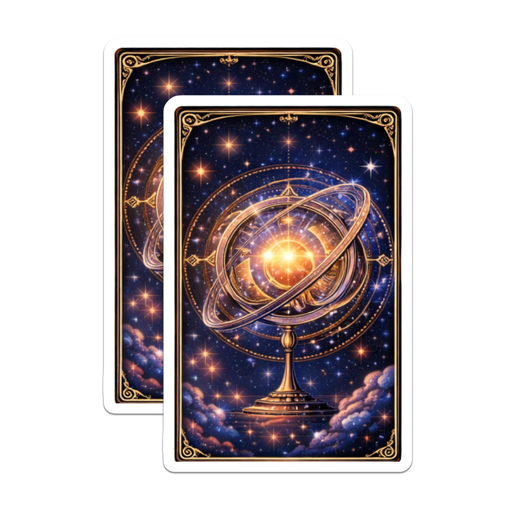 (2 Pack) Armillary Sphere Magnets - Celestial Decor - Starry Space Art Magnet - 5" On Longest Side - Premium Magnet - for Cars, Refrigerators, Toolboxes, Lockers - Made in USA - MAG16216