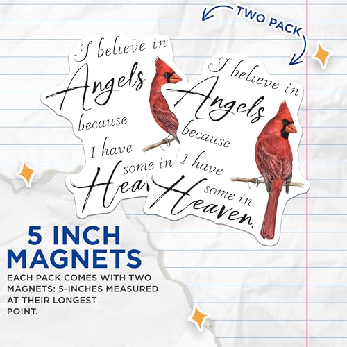 (2 Pack) Inspirational Quote Magnets Magnets - Cardinal Bird - Heaven Sent Message - 5" On Longest Side - Made in USA - Sticks to Refrigerators & Metal Surfaces - MAG8889