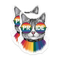 (2 Pack) Pride Cat Stickers - Rainbow Sunglasses Cat - LGBTQ+ Pride Decal - 5" On Longest Side - Sticks to Smooth Flat Surfaces - Made in USA - BMCS9550