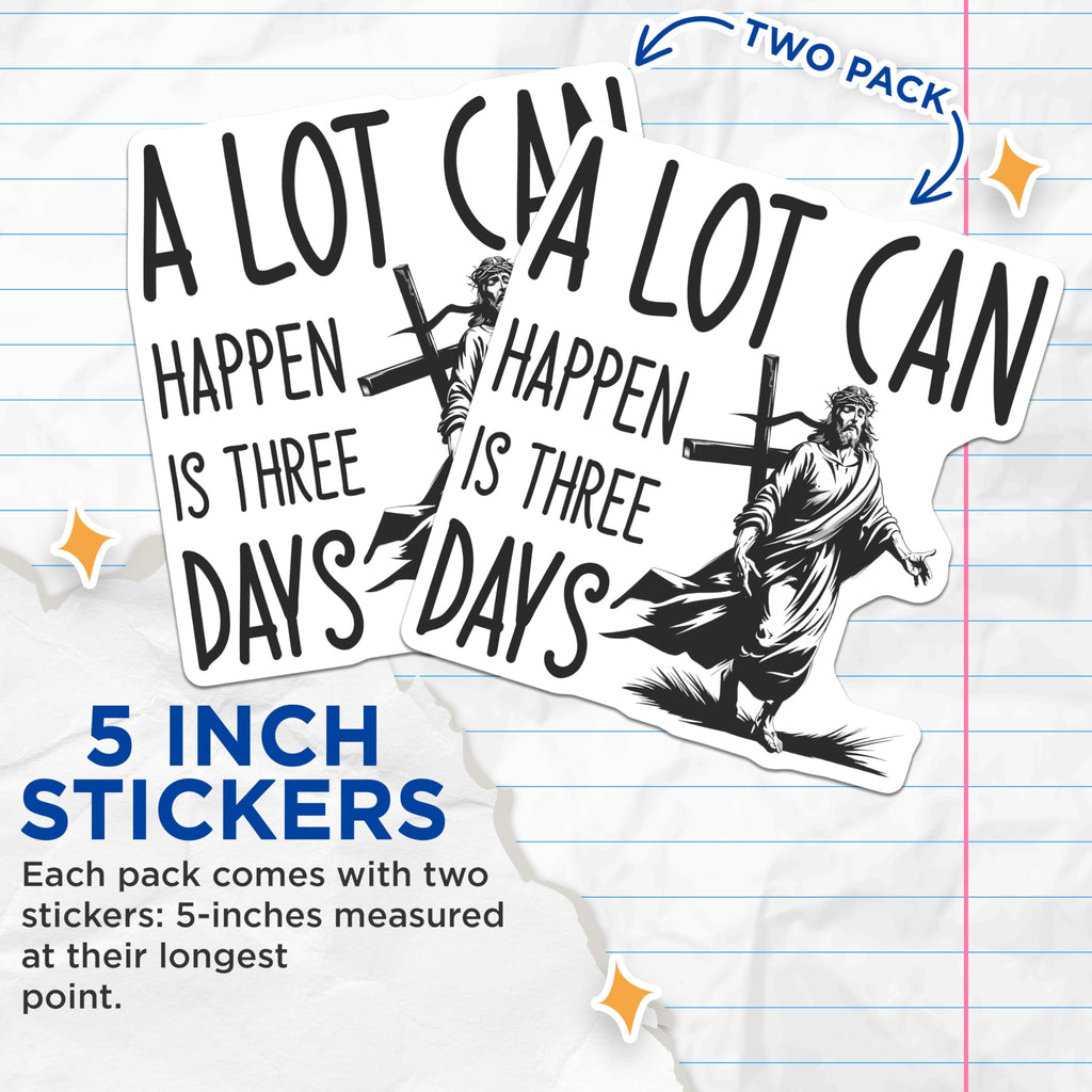 (2 Pack) Resurrection Stickers - Christian Stickers - Easter Stickers- 5" On Longest Side - Sticks to Smooth Flat Surfaces - Made in USA - BMCS16833