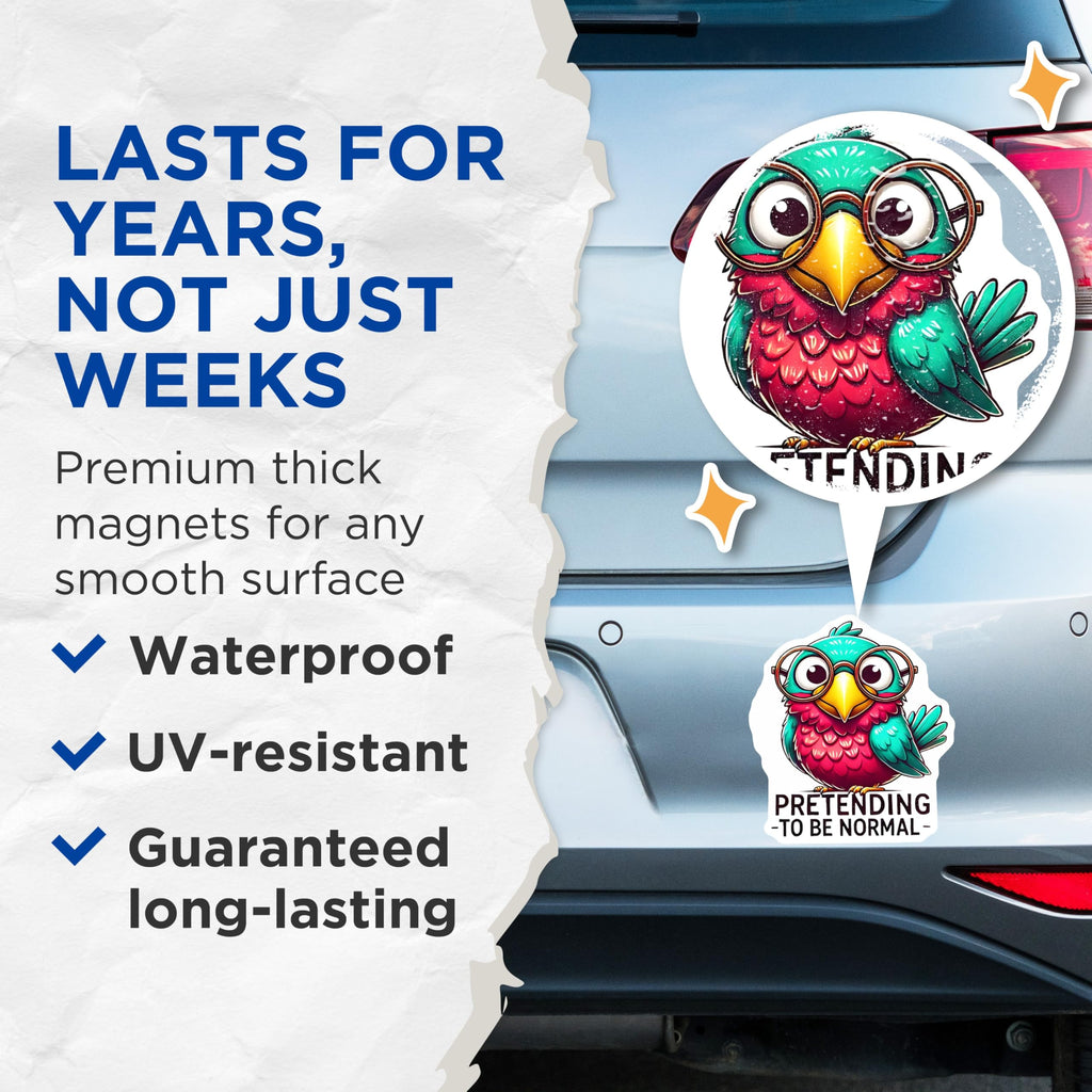 (2 Pack) Novelty Bird Magnets - Funny Animal Magnets - Quirky Bird with Glasses - 5" On Longest Side - Premium Magnet - for Cars, Refrigerators, Toolboxes, Lockers - Made in USA - MAG15978