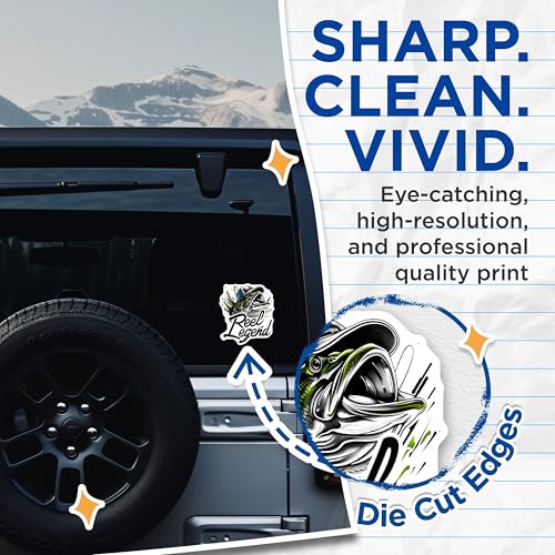 (2 Pack) Reel Legend Stickers - Fishing Enthusiast Stickers - Outdoor Adventure Stickers - 5" On Longest Side - Sticks to Any Smooth Flat Surface - Made in USA - BMCS3555