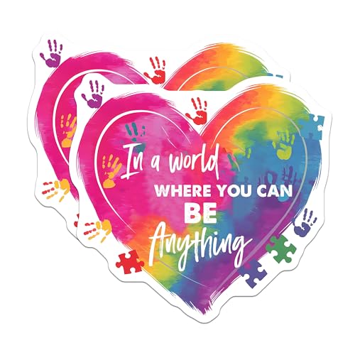 (2 Pack) Be Anything Magnets Magnets - Inspirational Quote - Rainbow Puzzle Heart Design - 5" On Longest Side - Made in USA - Sticks to Refrigerators & Metal Surfaces - MAG8419