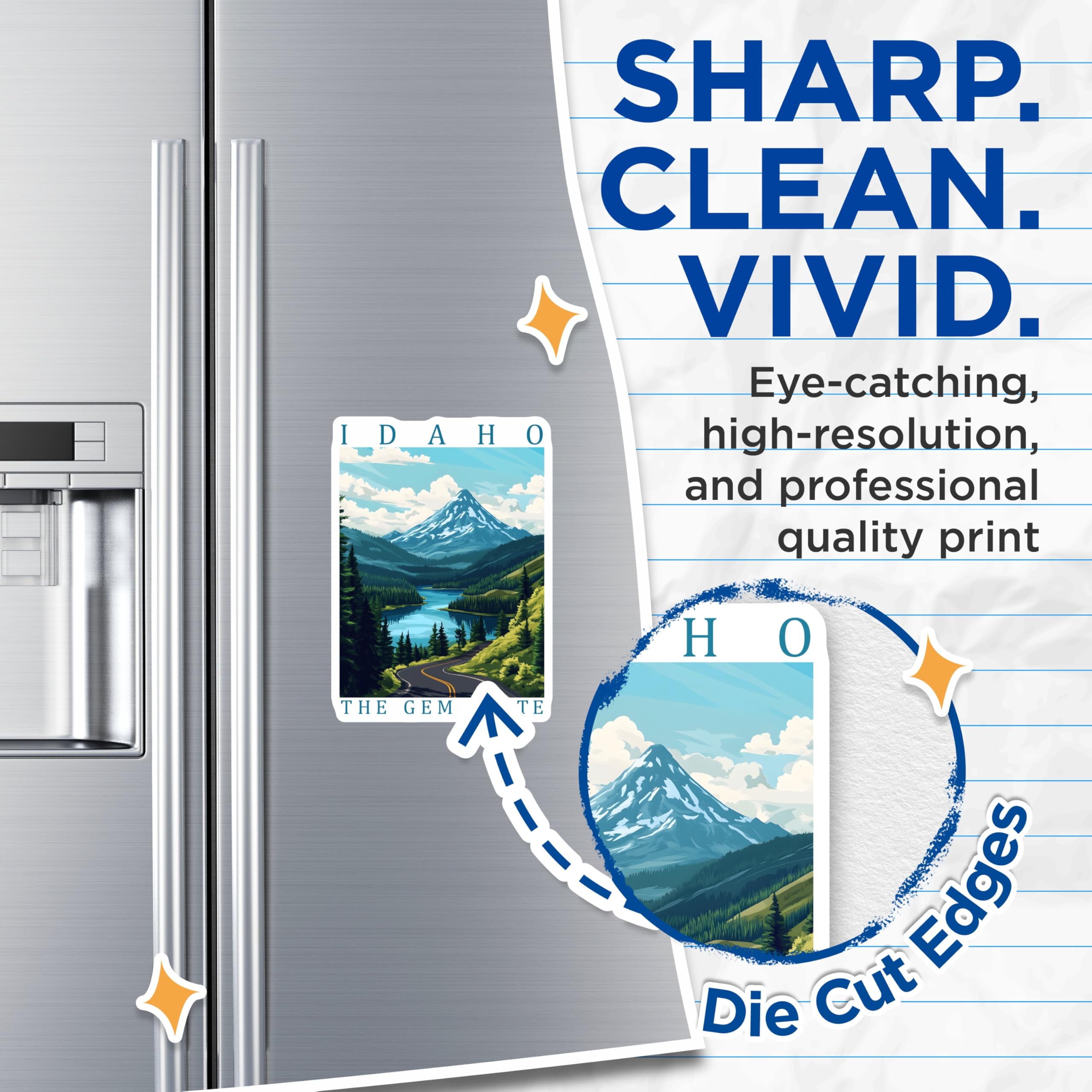 (2 Pack) Idaho Magnets - The Gem State Decor - Rocky Mountain Fridge Magnet - 5" On Longest Side - Premium Magnet - for Cars, Refrigerators, Toolboxes, Lockers - Made in USA - MAG17382