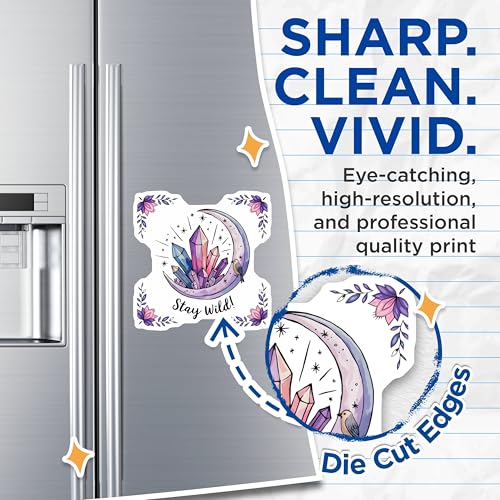 (2 Pack) Stay Wild Magnets - Crystal Moon Art - Nature Inspired Fridge Decor - Boho Vibes Kitchen Magnets - 5" On Longest Side - for Cars, Fridges, Toolboxes - Made in USA - MAG6568