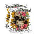 (2 Pack) Kinda Emotional Kinda Emotionless Stickers - Skull Stickers - Floral Butterfly Stickers - Halloween Stickers - 5" On Longest Side - Sticks to Smooth Flat Surfaces - Made in USA - BMCS5701