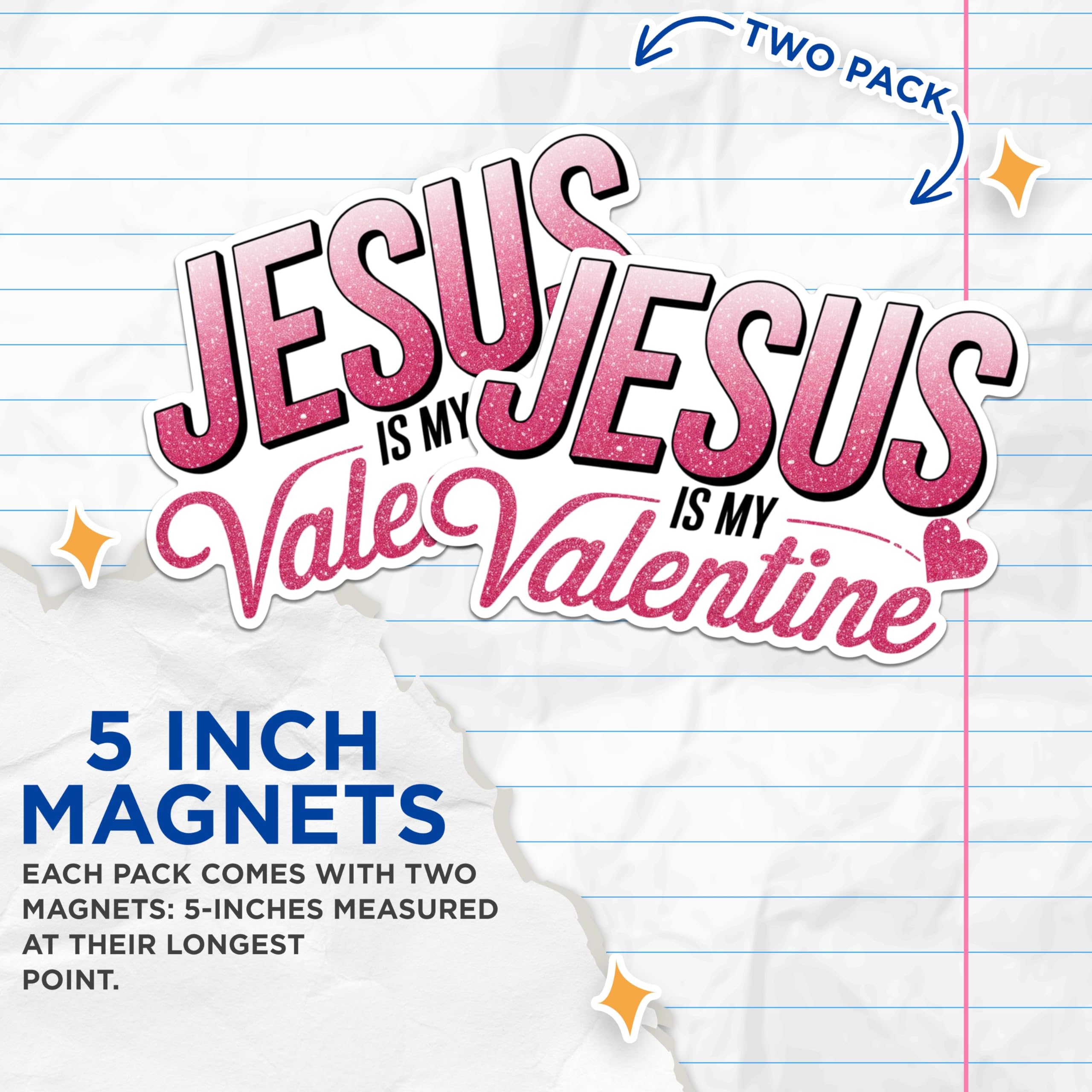 (2 Pack) Jesus is My Valentine Magnets - Religious Love Magnets - Faith-Based Valentine Decor- 5" On Longest Side - for Fridges, Toolboxes, Cars - Made in USA - MAG2985