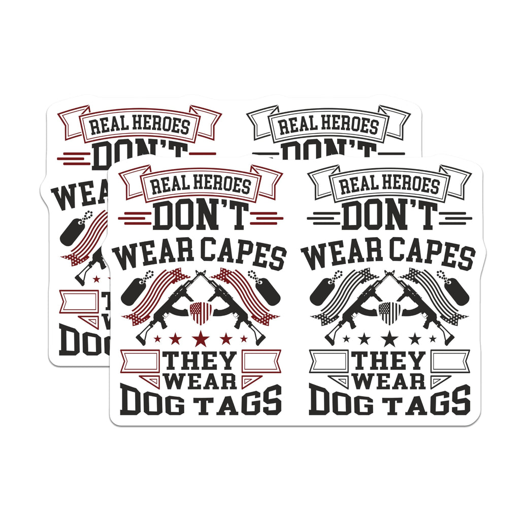 (2 Pack) Real Heroes Don't Wear Capes Stickers - Military Patriotic Decal - 5" On Longest Side - Sticks to Smooth Flat Surfaces - Made in USA - BMCS9167 - BMCS9167