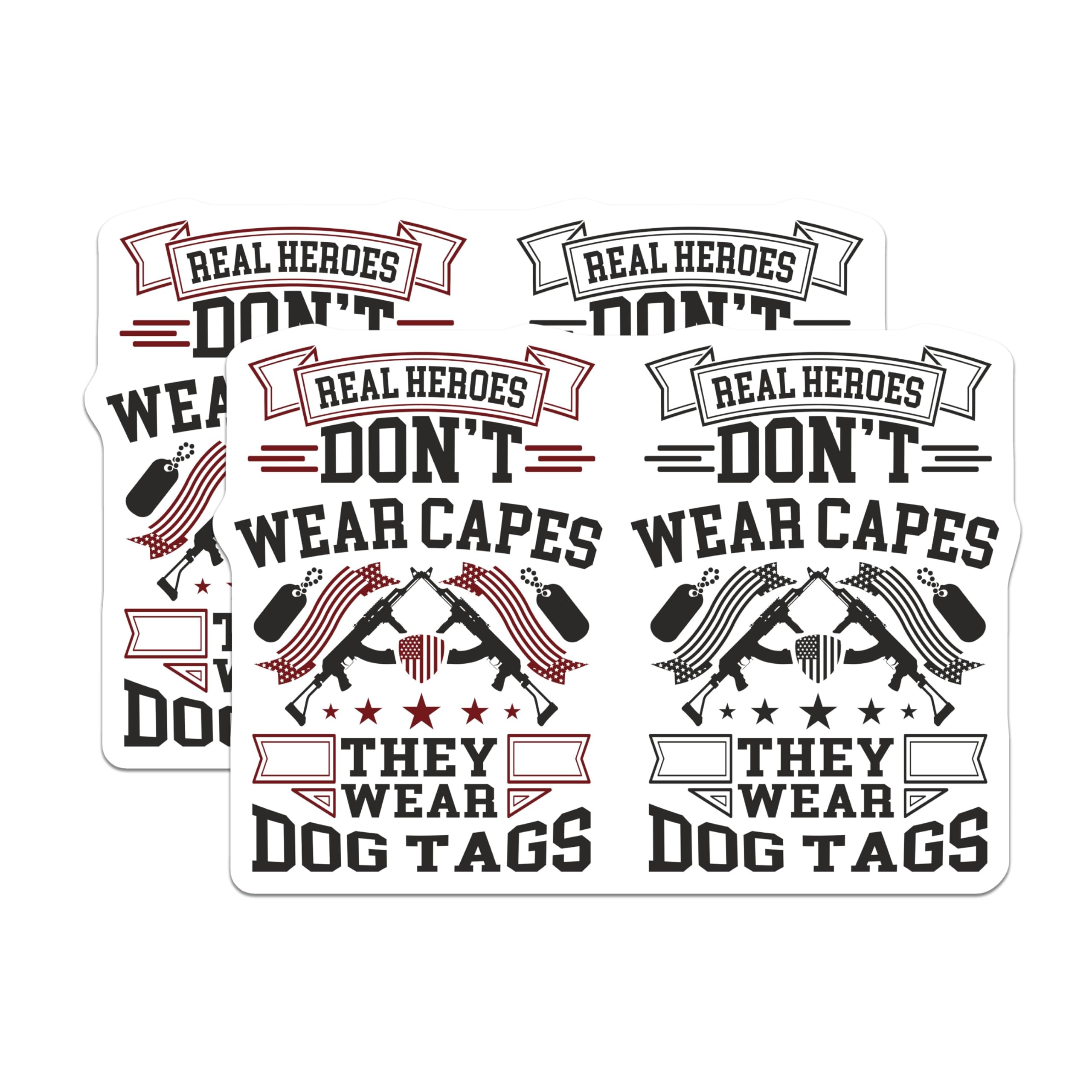 (2 Pack) Real Heroes Don't Wear Capes Stickers - Military Patriotic Decal - 5" On Longest Side - Sticks to Smooth Flat Surfaces - Made in USA - BMCS9167 - BMCS9167