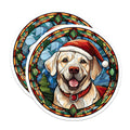 (2 Pack) Christmas Labrador Magnets - Stained Glass Dog Art - Festive Holiday Decor Magnets - 5 Inches On Longest Side - Thick Durable Magnet - Made in USA - MAG24619