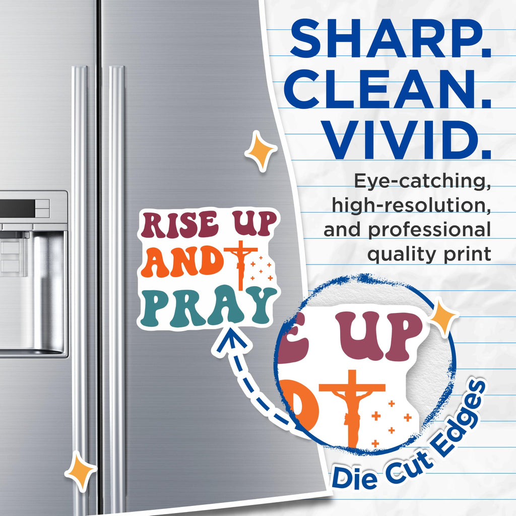 (2 Pack) Rise Up and Pray Christian Magnets - Inspirational Religious Decor - Retro Jesus Faith Magnets - 5 Inches On Longest Side - Thick Durable Magnet - Made in USA - MAG27521