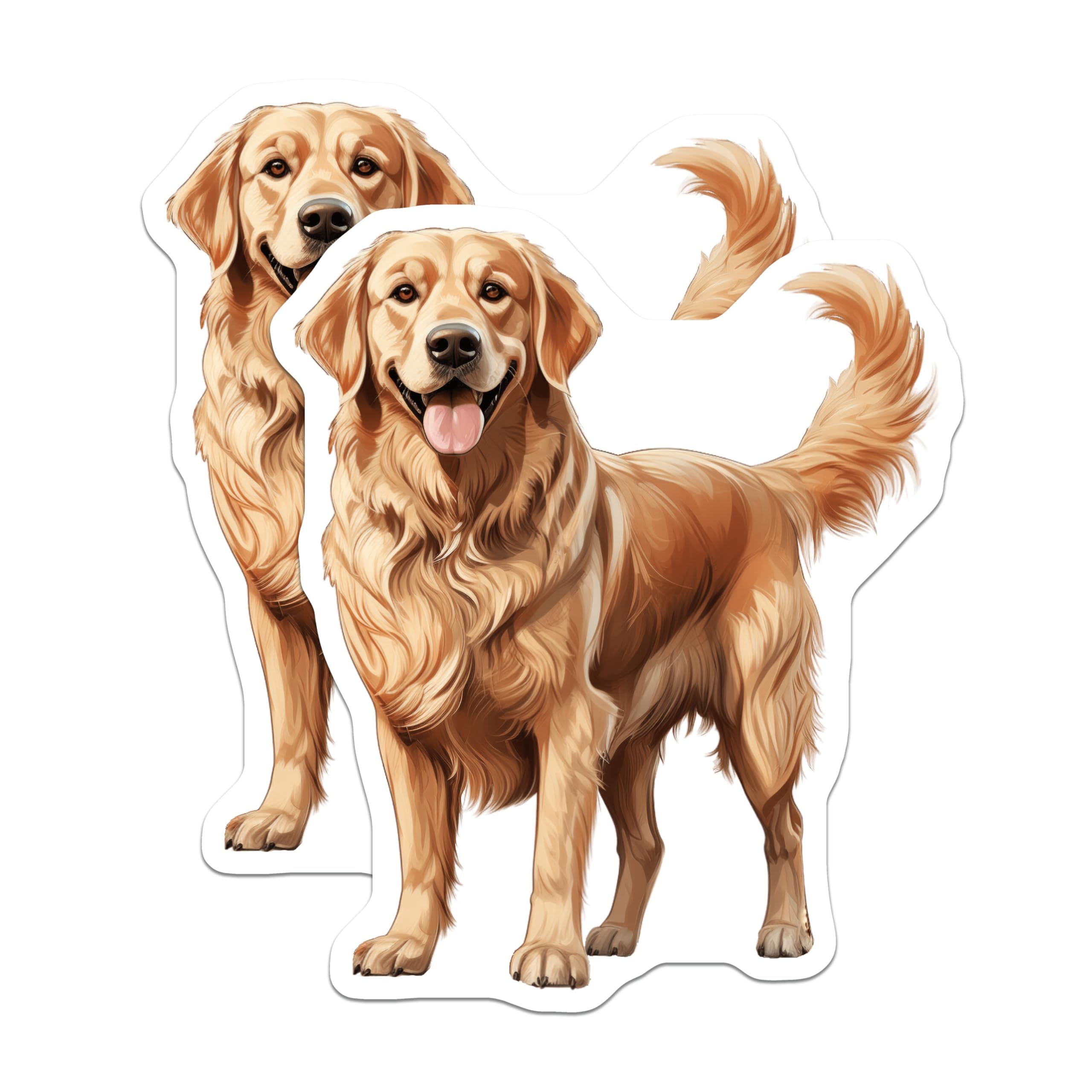 (2 Pack) Golden Retriever Magnets - Dog Lover Decor - Pet Owner Collectibles - 5 Inches On Longest Side - Thick Durable Magnet - Made in USA - MAG28381