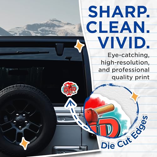 (2 Pack) Dad Baseball Stickers - Sports Dad Decals - Father's Day Pack - Baseball Lover - 5" On Longest Side - Sticks to Smooth Flat Surfaces - Made in USA - BMCS7489