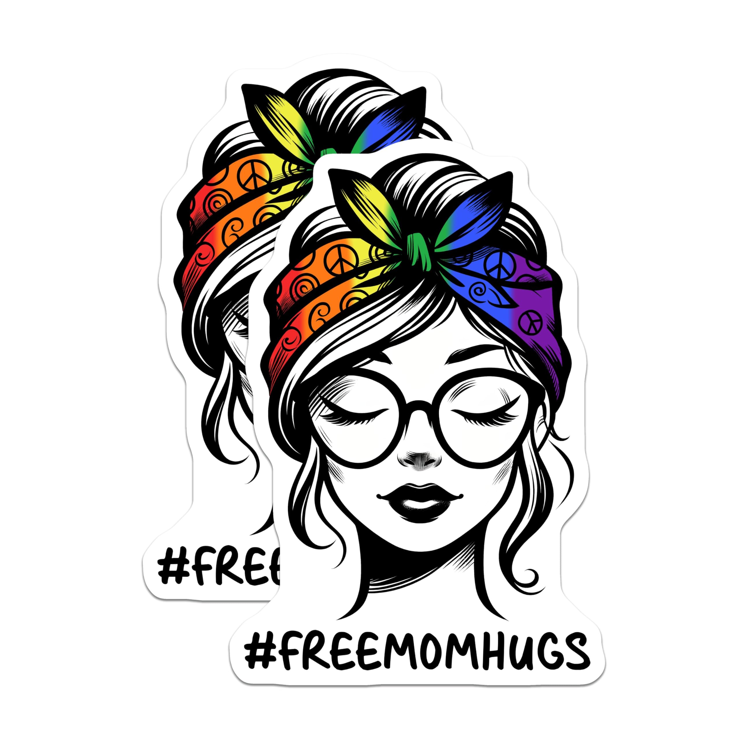 (2 Pack) Free Mom Hugs Magnets - Pride Support - LGBTQ Ally - Equality - Rainbow Love - 5" On Longest Side - for Cars, Fridges, Toolboxes - Made in USA - MAG8285